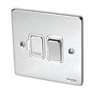 Schneider Electric Ultimate Low Profile 13A Switched Fused Spur  Polished Chrome with White Inserts