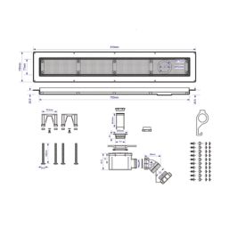 McAlpine CD800-SQ Channel Drain With Grid Brushed Stainless Steel 810mm x 150mm