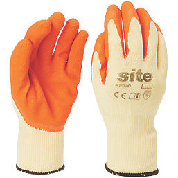 Site  Latex Builders Gloves Orange / Yellow  Large