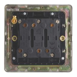 Contactum Lyric 10AX 1-Gang 3-Pole Fan Isolator Switch Brushed Brass  with Black Inserts