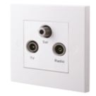 British General 900 Series 1-Gang Triplex Multimedia Socket White
