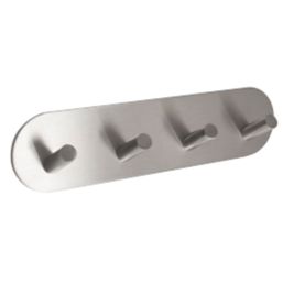 Eclipse 4 Hook Angled Coat Rail Satin Stainless Steel 191mm x 48mm Screwfix