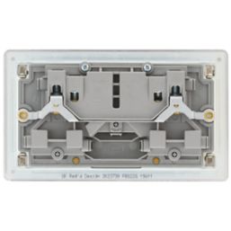 LAP  13A 2-Gang DP Switched Power Socket Brushed Stainless Steel  with Graphite Inserts