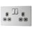 LAP  13A 2-Gang DP Switched Power Socket Brushed Stainless Steel  with Graphite Inserts