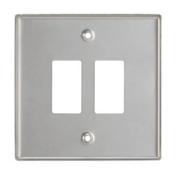 Contactum iConic 2-Module Grid Faceplate Brushed Steel