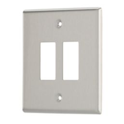 Contactum iConic 2-Module Grid Faceplate Brushed Steel