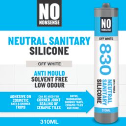 No Nonsense 830 Anti-Mould Neutral Sanitary Silicone Sealant Off-White 310ml