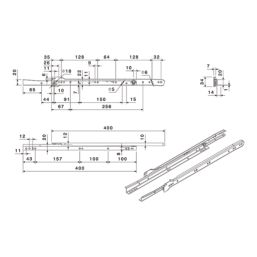 Essentials Silver Bottom Fix Self-Closing Roller Drawer Runners 400mm 2 Pack