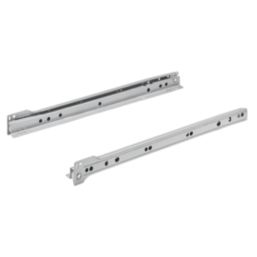 Essentials Silver Bottom Fix Self-Closing Roller Drawer Runners 400mm 2 Pack