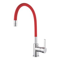 Piasa   Pull-Out Spray Mixer Kitchen Tap Chrome & Red