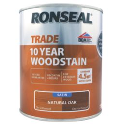 Ronseal 750ml Natural Oak Satin Water-Based Exterior Wood Stain