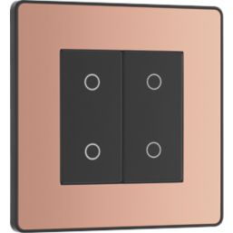 British General Evolve 2-Gang 2-Way LED Double Master Touch Trailing Edge Dimmer Switch  Copper with Black Inserts