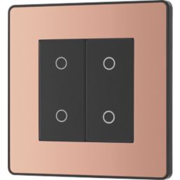 British General Evolve 2-Gang 2-Way LED Double Master Touch Trailing Edge Dimmer Switch  Copper with Black Inserts
