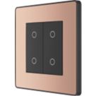 British General Evolve 2-Gang 2-Way LED Double Master Touch Trailing Edge Dimmer Switch  Copper with Black Inserts