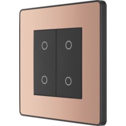 British General Evolve 2-Gang 2-Way LED Double Master Touch Trailing Edge Dimmer Switch  Copper with Black Inserts