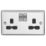Knightsbridge  13A 2-Gang DP Switched Double Socket Polished Chrome  with Black Inserts