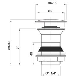 Highlife Bathrooms Unslotted Pop Up Domed Basin Waste Chrome 60mm