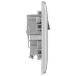 British General Nexus Metal 13A 1-Gang SP Switched Plug Socket Brushed Steel  with Graphite Inserts