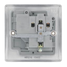 British General Nexus Metal 13A 1-Gang SP Switched Plug Socket Brushed Steel  with Graphite Inserts