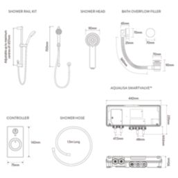 Aqualisa Visage Q Gravity-Pumped Rear-Fed Chrome Thermostatic Dual Outlet Concealed Smart Shower with Adjustable Head & Bath Filler