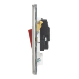 Contactum Lyric 32A 1-Gang DP Control Switch & Flex Outlet Brushed Steel  with White Inserts