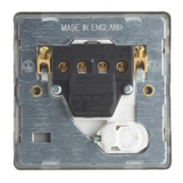 Contactum Lyric 32A 1-Gang DP Control Switch & Flex Outlet Brushed Steel  with White Inserts
