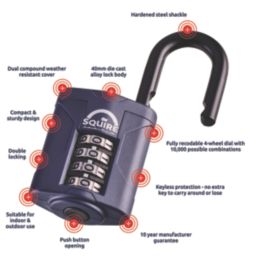 Squire  Water-Resistant  Combination  Padlock Blue 40mm