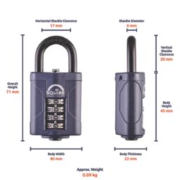 Squire  Water-Resistant  Combination  Padlock Blue 40mm