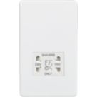 Knightsbridge  2-Gang Dual Voltage Shaver Socket 115 V / 230V Matt White with White Inserts