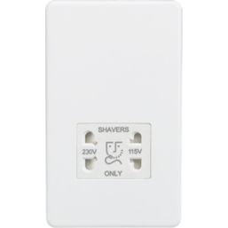 Knightsbridge  2-Gang Dual Voltage Shaver Socket 115 V / 230V Matt White with White Inserts