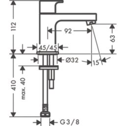 Hansgrohe Vernis Shape Matt Black 112mm Cloakroom Lever Mono Basin Mixer Tap