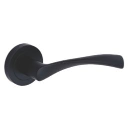 Smith & Locke Bude Fire Rated Lever on Rose Door Handles Pair Matt Black