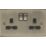 Knightsbridge  13A 2-Gang DP Switched Double Socket Antique Brass  with Black Inserts