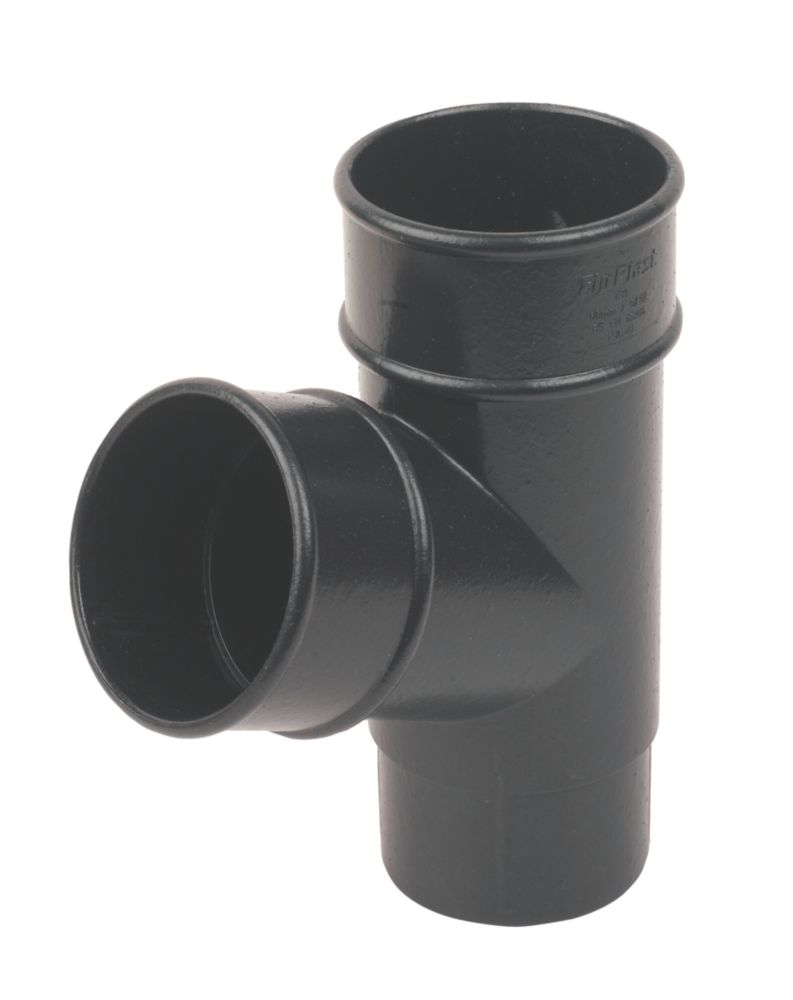 FloPlast Cast Iron Effect Round Branch Black 68mm Screwfix