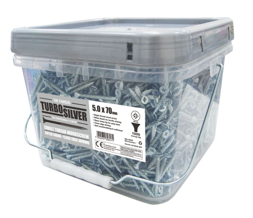 Turbo Silver PZ DoubleCountersunk Multipurpose Screws 5mm x 70mm 1000