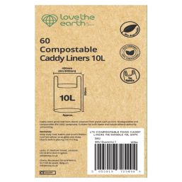 L-PRO Love The Earth Light Green Compostable Caddy Liners 10Ltr 60 Pack