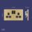 LAP  13A 2-Gang SP Switched Switched Sockets Satin Brass  with Black Inserts 5 Pack