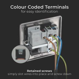 British General Nexus Metal 13A 1-Gang DP Switched Plug Socket Black Nickel  with Black Inserts