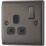 British General Nexus Metal 13A 1-Gang DP Switched Plug Socket Black Nickel  with Black Inserts