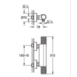 Grohe Precision Feel Exposed Single Outlet Thermostatic Matt Black Shower Mixer
