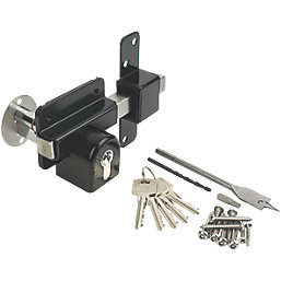 GateMate Black Double-Locking Euro Long Throw Lock 85mm