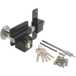 GateMate Black Double-Locking Euro Long Throw Lock 70mm