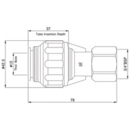 Flomasta  Plastic Push-Fit Straight Tap Connector 22mm x 3/4"