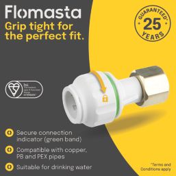 Flomasta  Plastic Push-Fit Straight Tap Connector 22mm x 3/4"