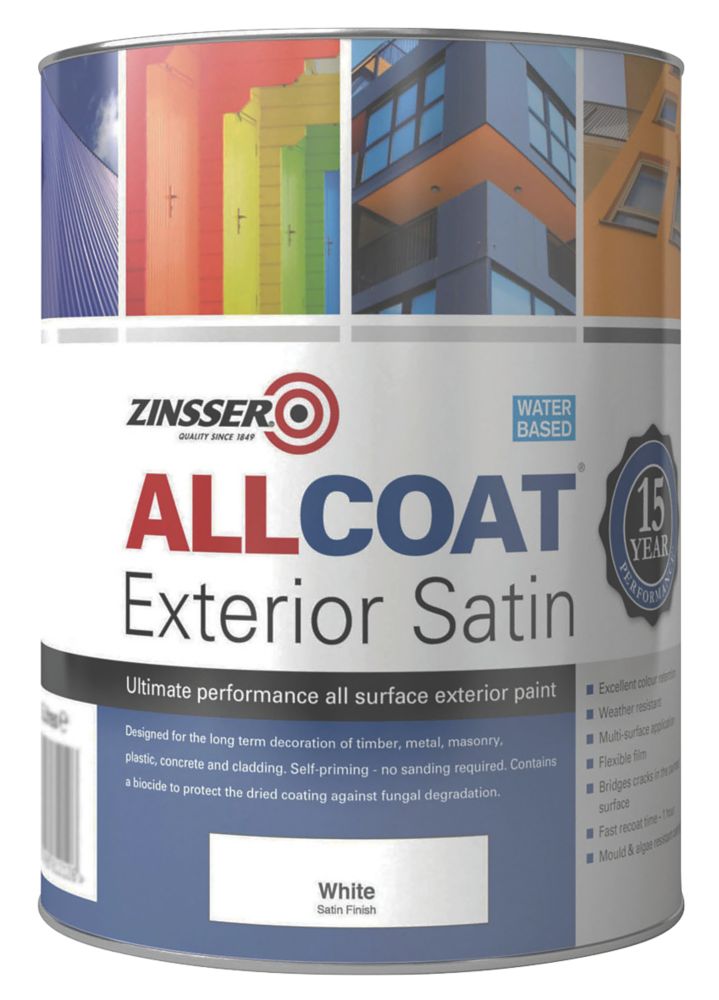 Zinsser 1Ltr Smooth White Masonry Paint Screwfix