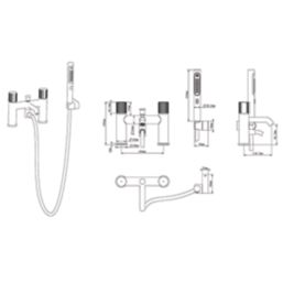 Swirl Gallen Matt Black 228mm Deck Mounted Dual Control Manual Shower Mixer Tap