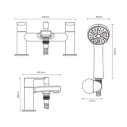 Aqualisa Central Chrome 123mm Deck Mounted Dual Control Manual Shower Mixer Tap