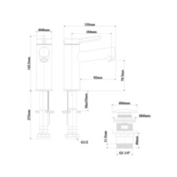 Swirl Bonda Chrome 136mm Cloakroom Round Head Mono Basin Mixer Tap  With Waste