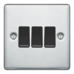 LAP  20A 16AX 3-Gang 2-Way Light Switch  Polished Chrome with Black Inserts