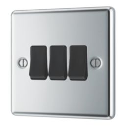 LAP  20A 16AX 3-Gang 2-Way Light Switch  Polished Chrome with Black Inserts